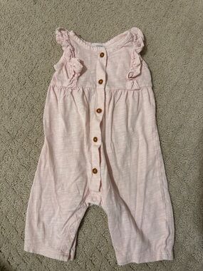 Nordstrom Light Pink Ruffle-Sleeve Button Romper